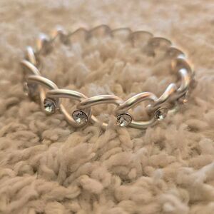 NEW Silver + Rhinestone Bangle Bracelet